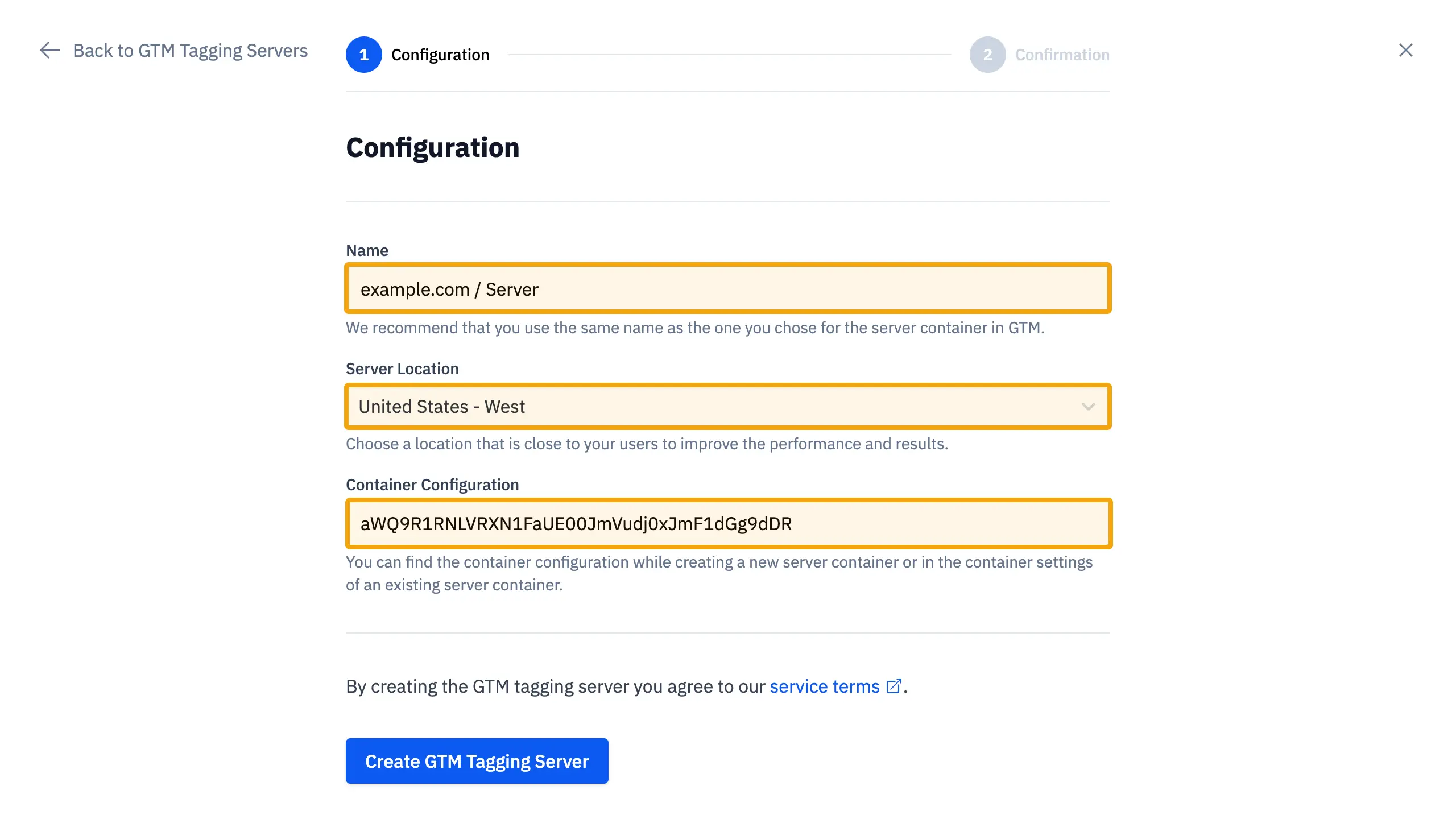 erstelle einen GTM Tagging Server